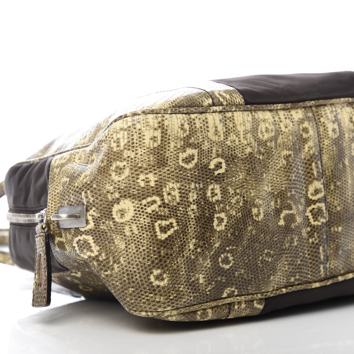 Tessuto Nylon Calfskin Lizard Embossed Tote Ebano