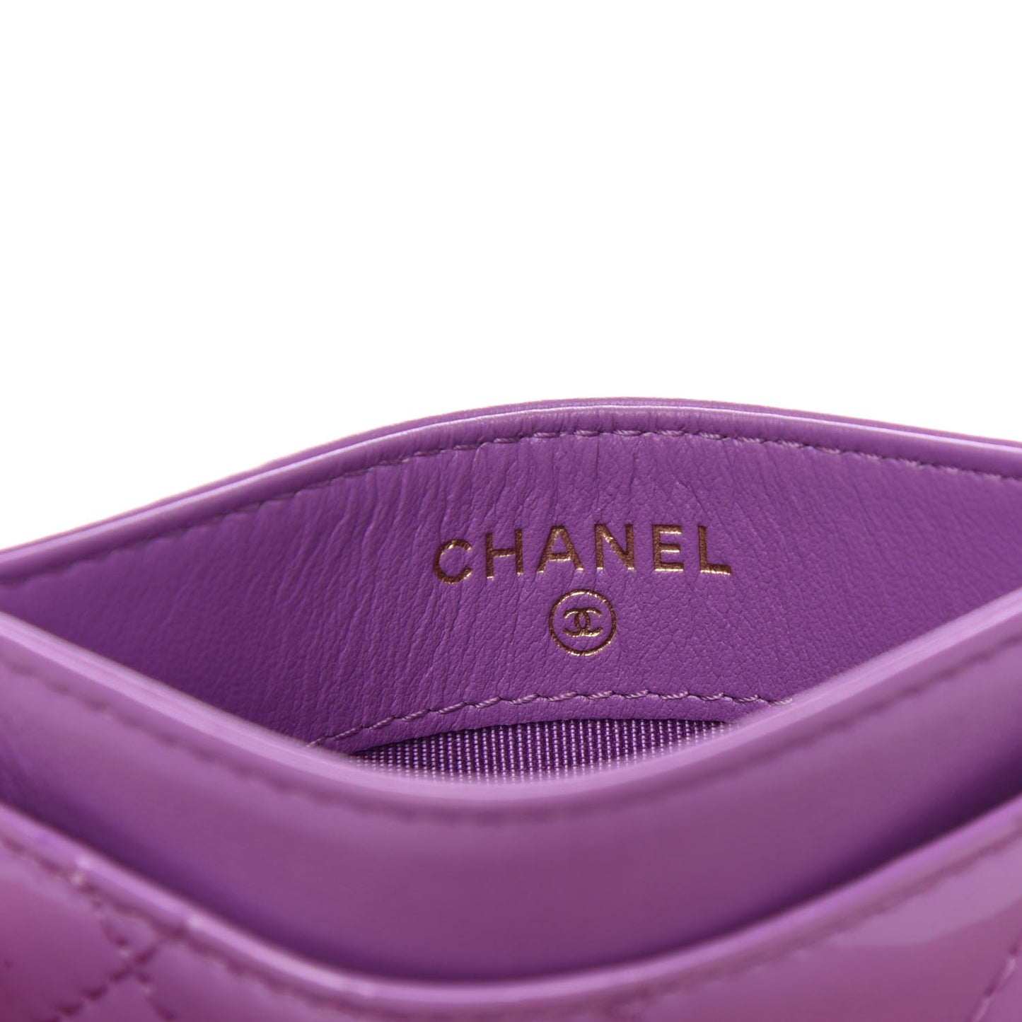 Patent Quilted Card Holder Purple