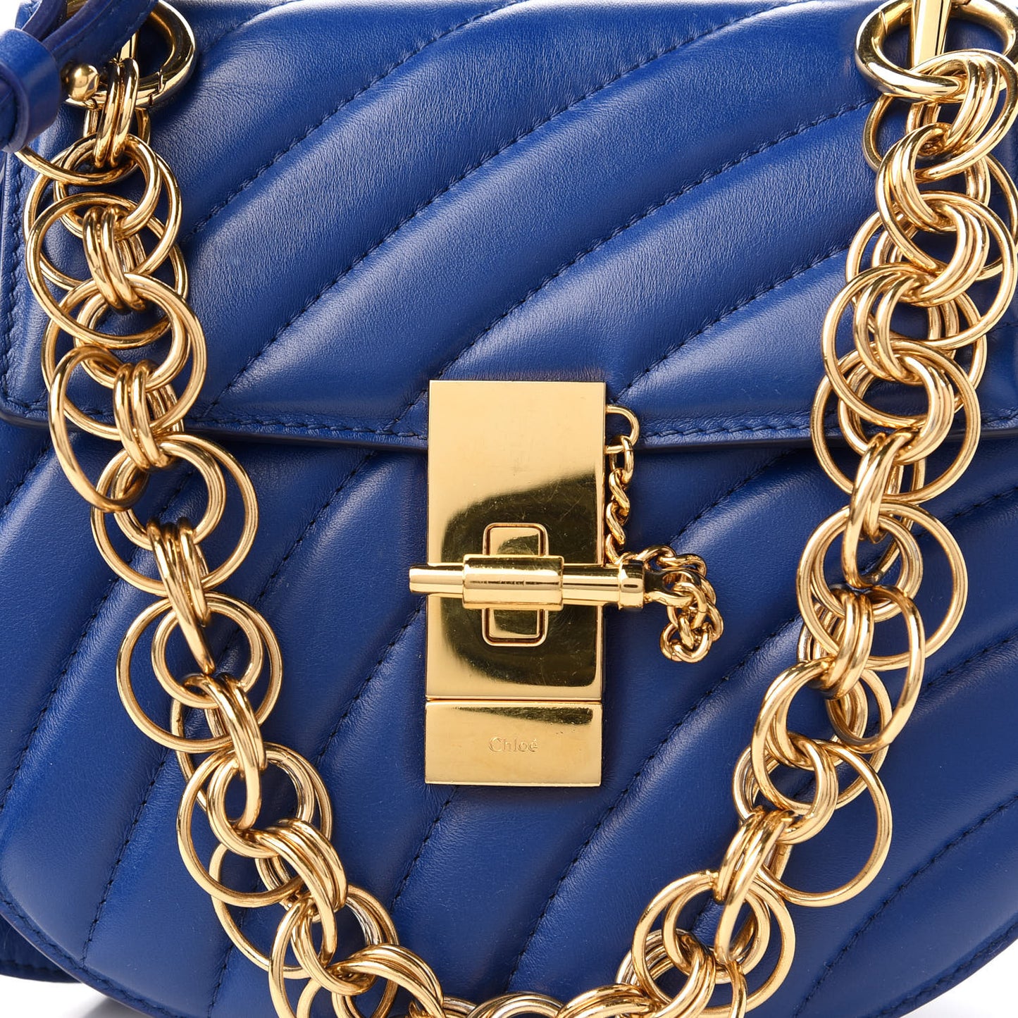 Calfskin Quilted Mini Drew Bijou Shoulder Bag Majesty Blue