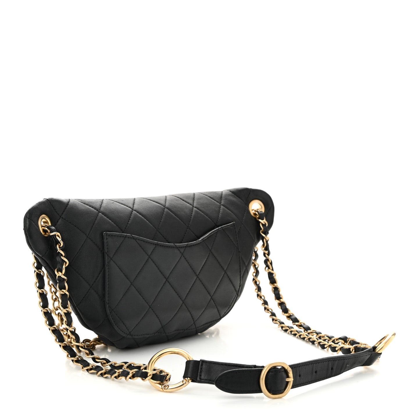 Lambskin Quilted All About Chains Waist Belt Bag Black