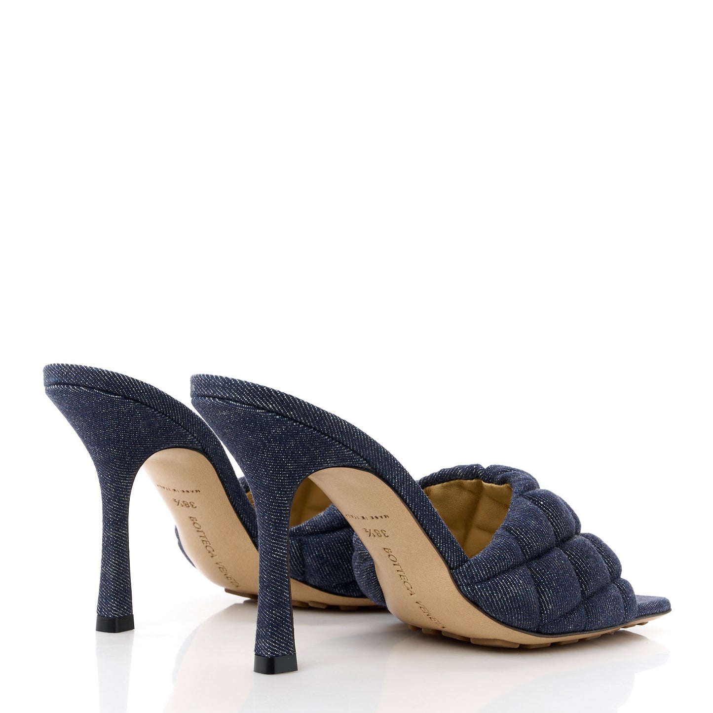 Denim Matelasse Padded Mule Sandals 38.5 Sapphire