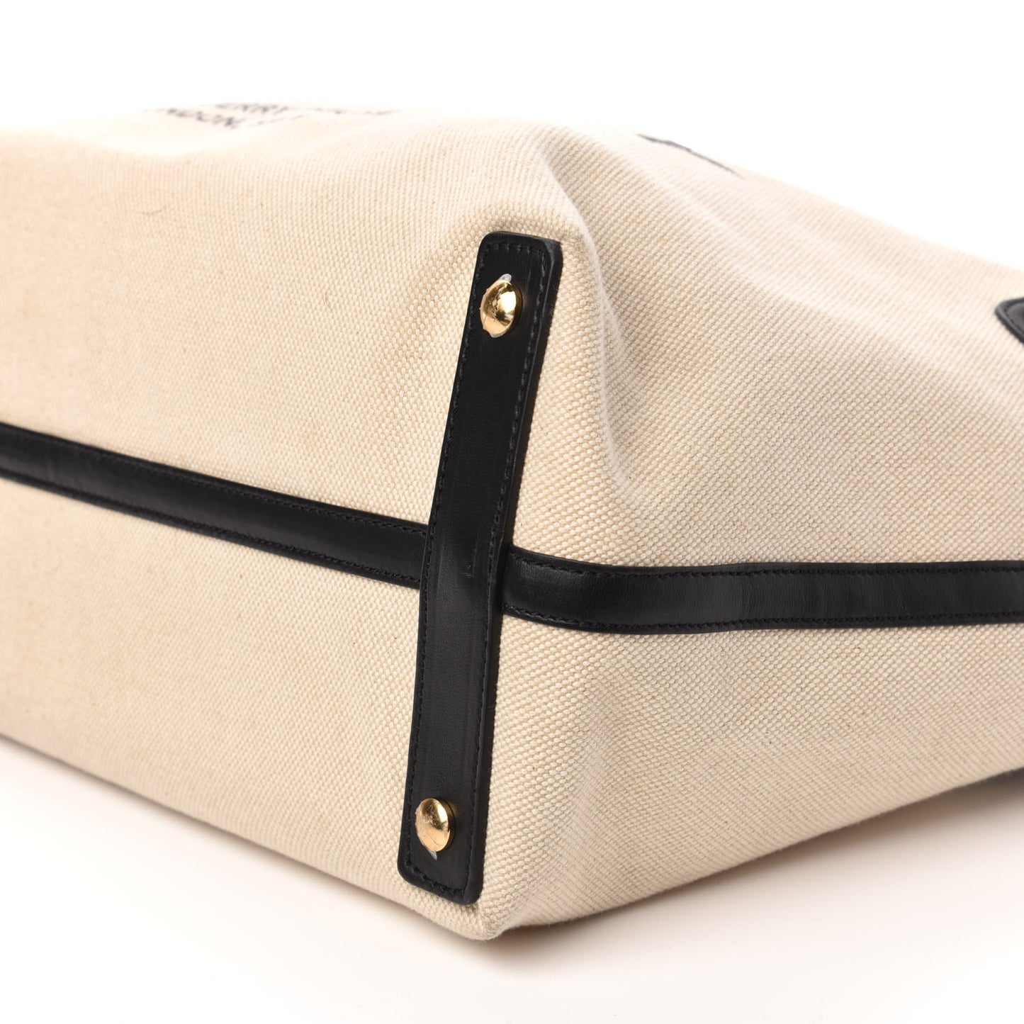 Cotton Soft Canvas Calfskin Medium Belt Tote Natural Black