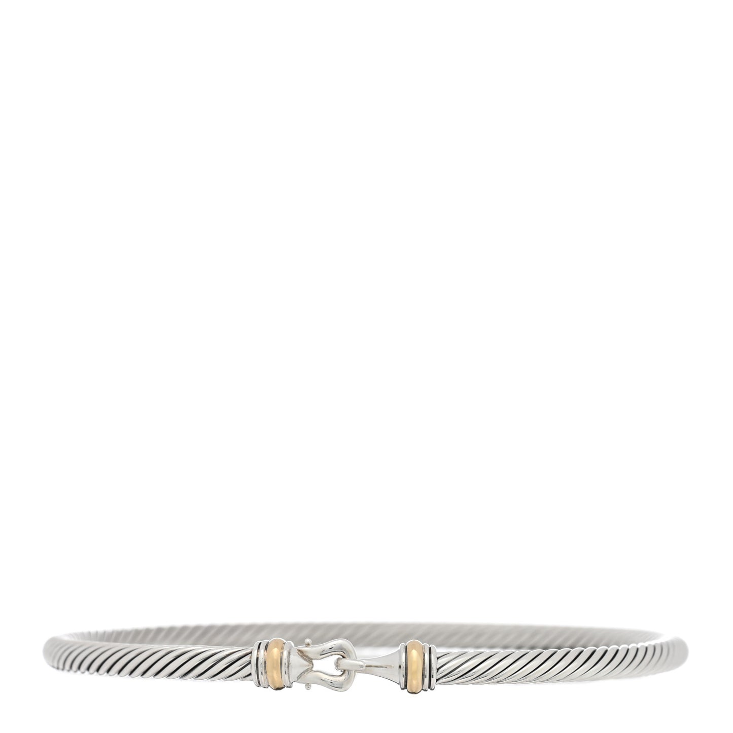 Sterling Silver 18K Yellow Gold 4mm Cable Classic Buckle Bracelet