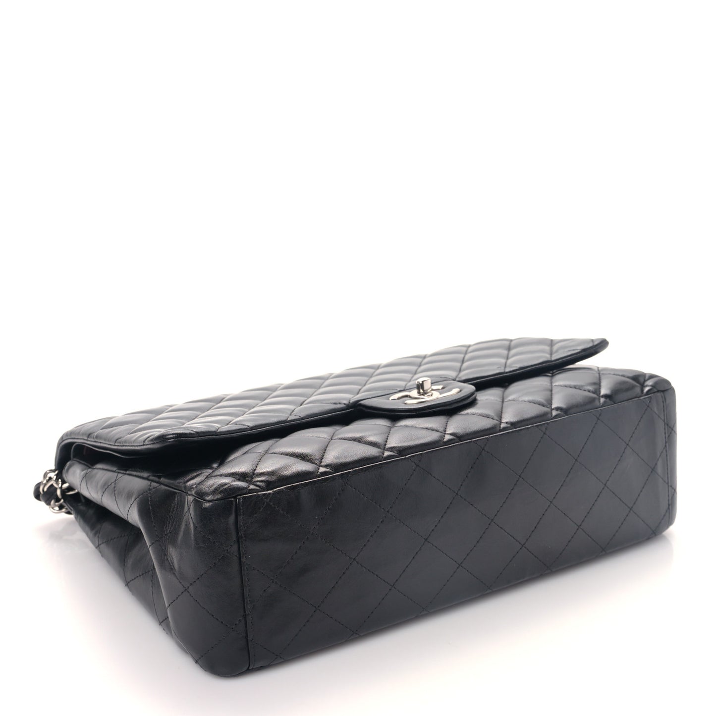Lambskin Quilted Maxi Single Flap Black