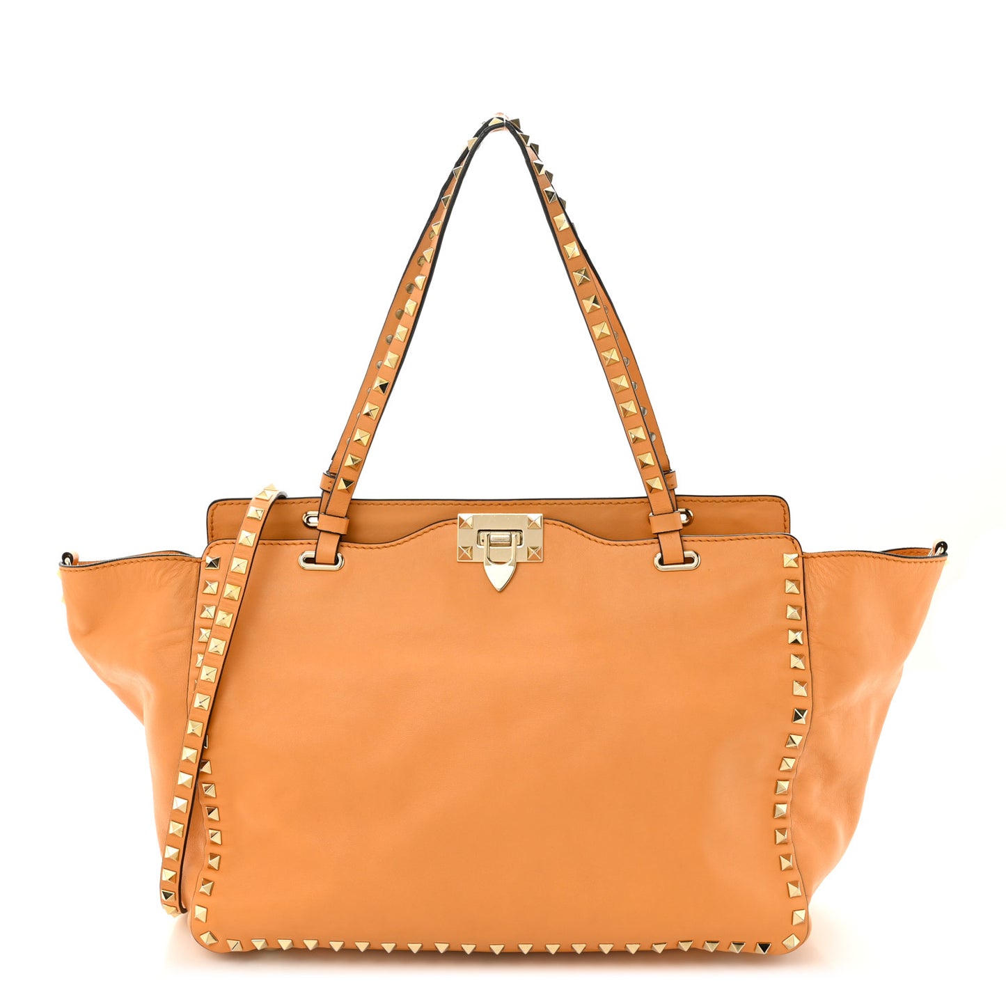 Vitello Medium Rockstud Tote Orange Fluo