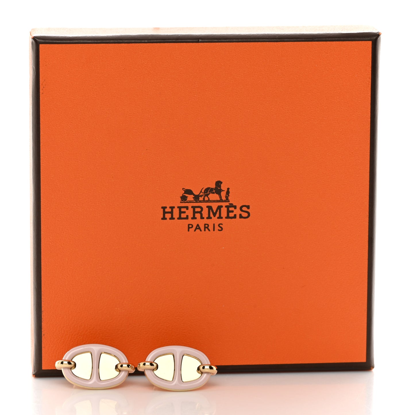 Enamel Mini Maillon Earrings Rose Candeur