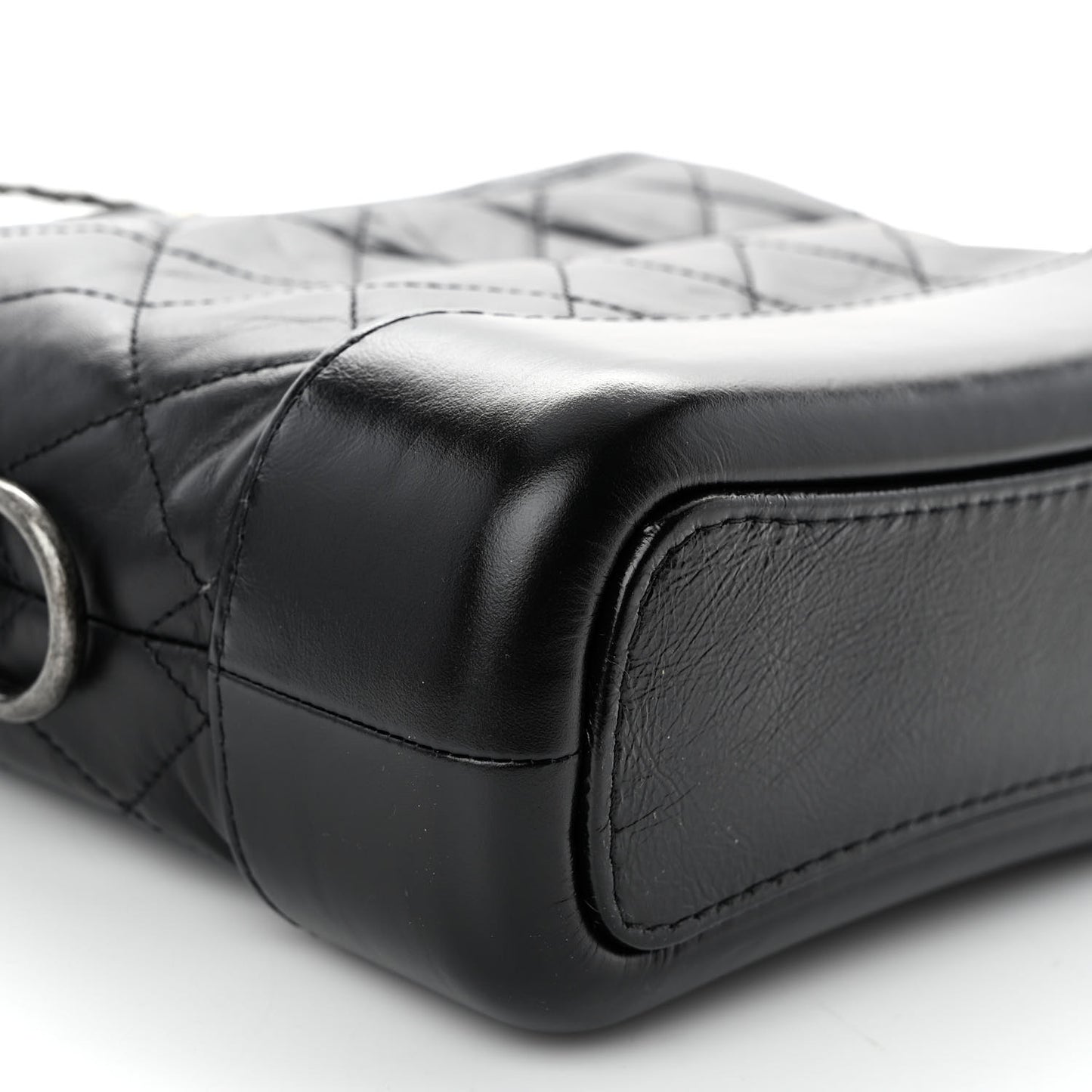 Aged Calfskin Quilted Small Gabrielle Hobo Black
