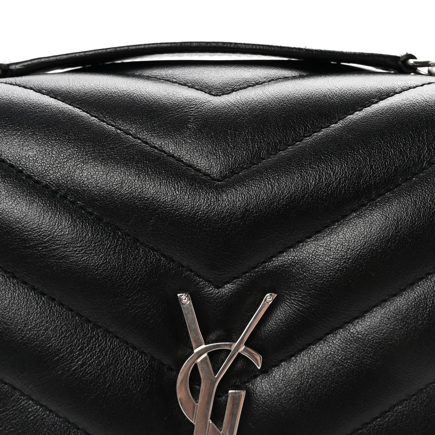 Calfskin Y Quilted Monogram Medium Loulou Chain Satchel Black