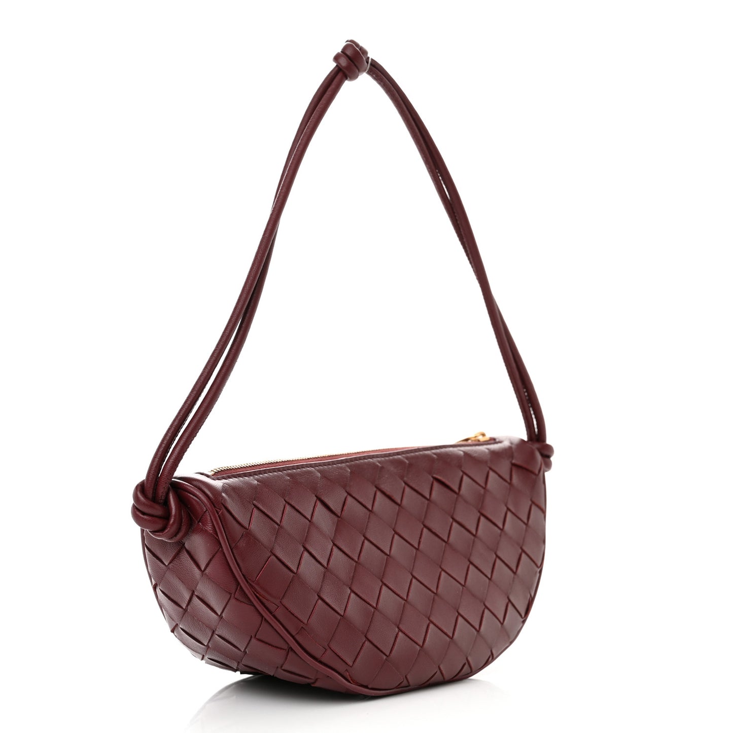 Nappa Intrecciato Half Moon Pouch On Strap Barolo