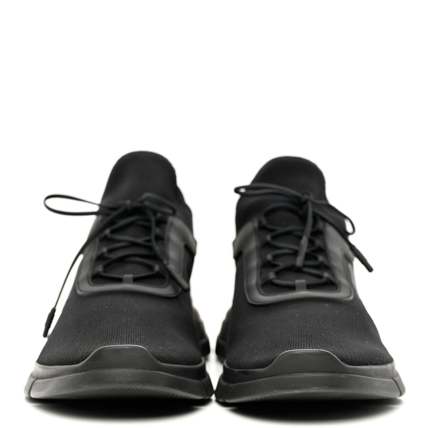 Knit Fabric Logo Mens Running Sneakers 8 Black