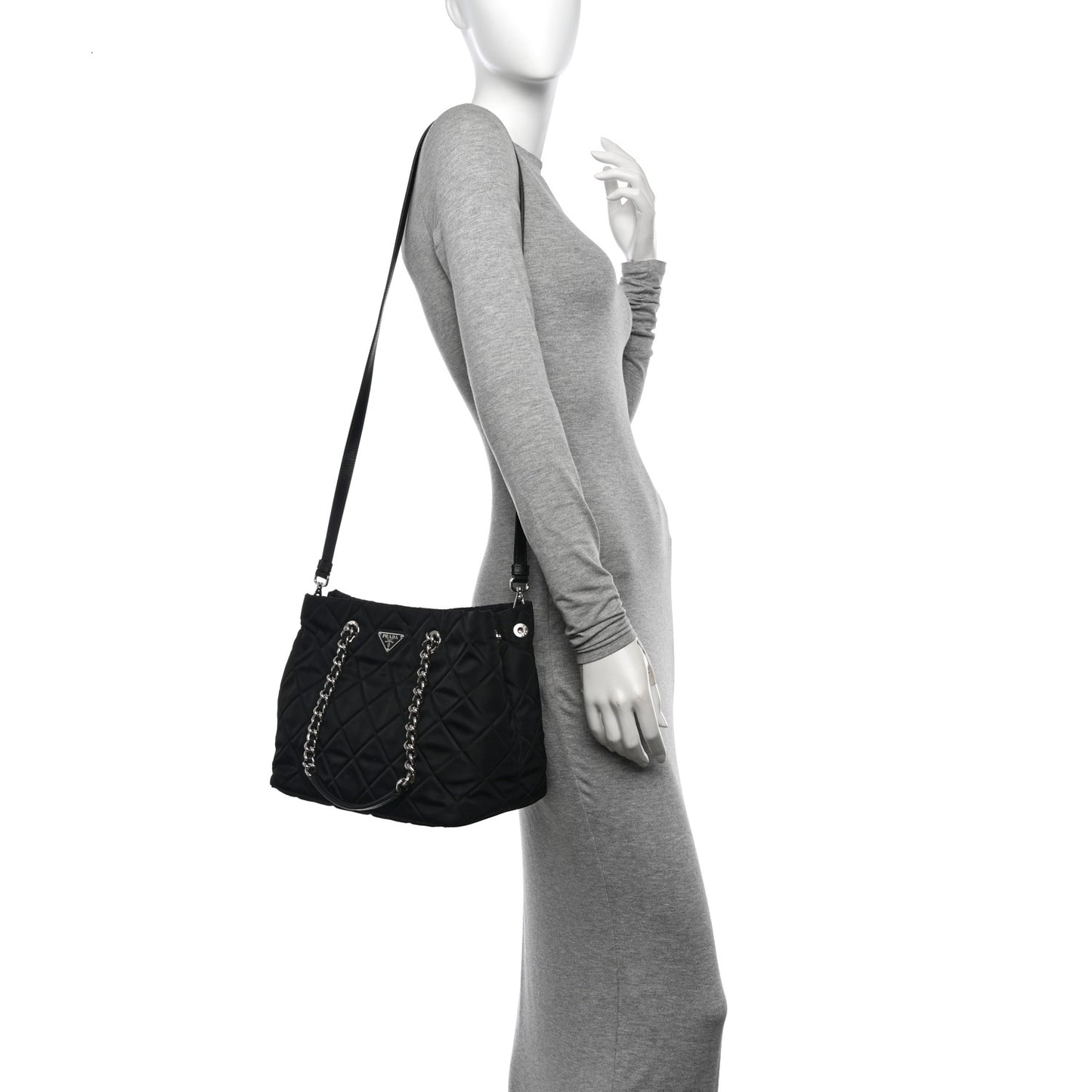 Nylon Tessuto Impuntu Quilted Tote Black