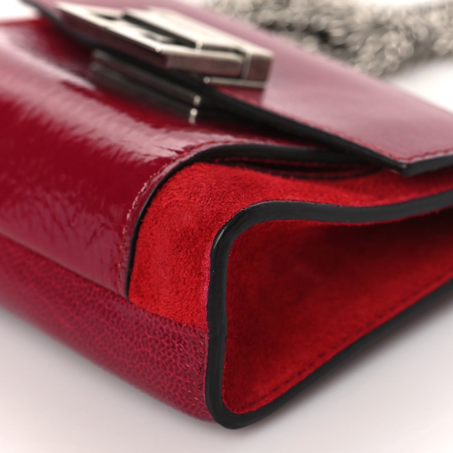 Crinkled Patent Goatskin Suede Mini GV3 Shoulder Bag Fig Pink Cherry