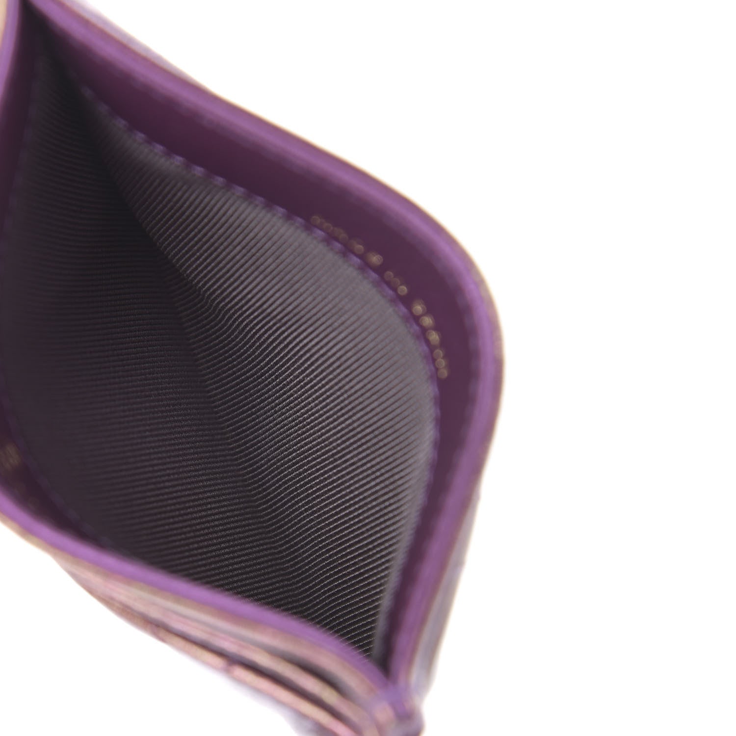 Chanel Iridescent Lambskin Quilted Card Holder Purple 5 of 9
