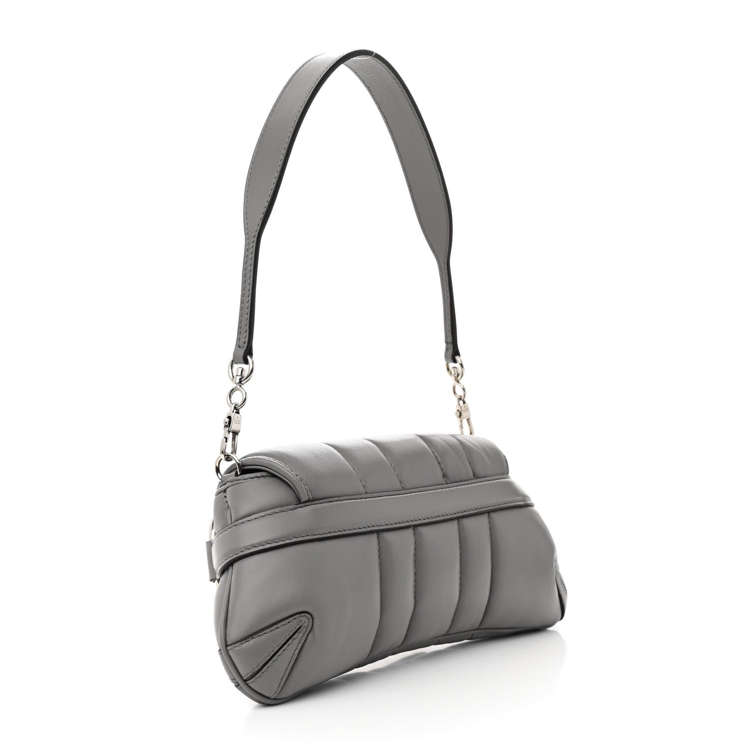 Gucci Nappa Vertical Matelasse Small Maxi Horsebit Chain Shoulder Bag Gray 3 of 14