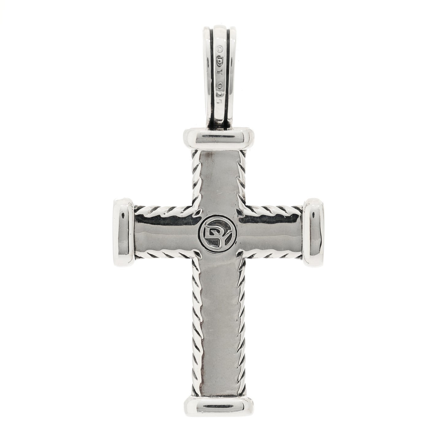 Sterling Silver Black Diamond Mens Chevron Cross Pendant