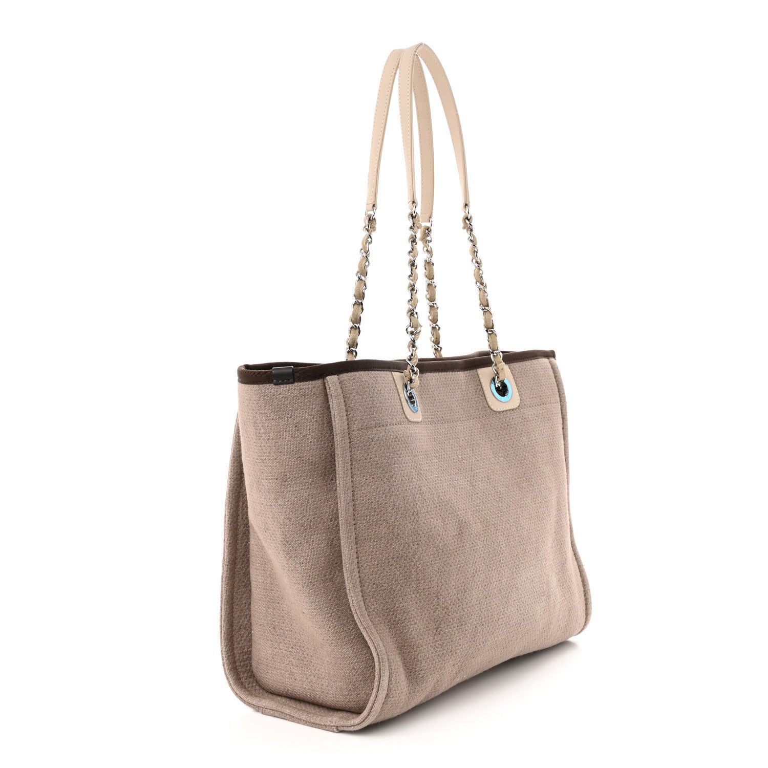 Chanel Canvas Small Deauville Tote Beige Brown 3 of 12