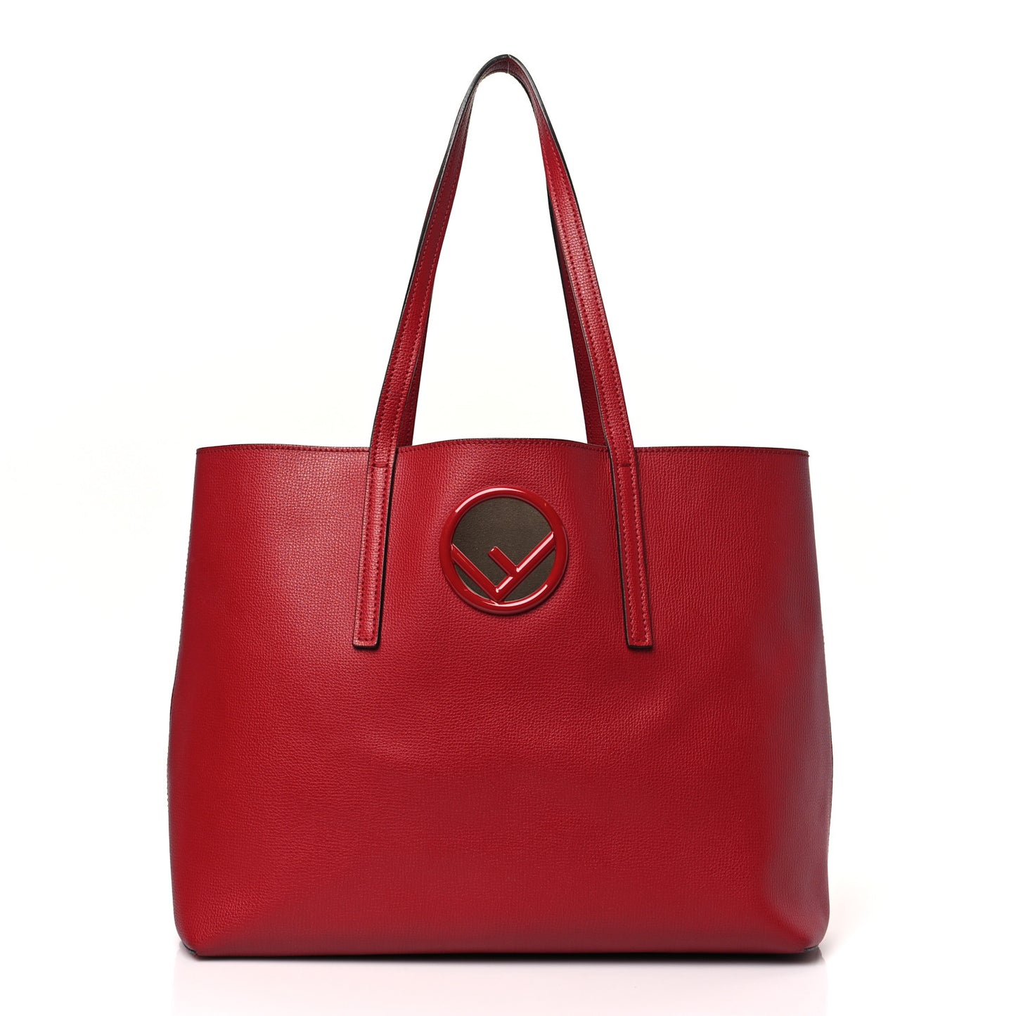 Vitello Vienna Enamel F is Fendi Shopping Tote Fiamma Taupe