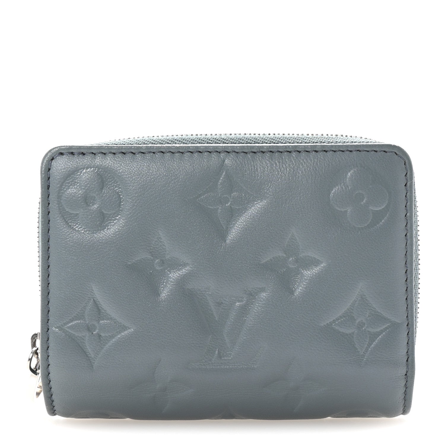 Louis Vuitton Lambskin Embossed Monogram Lou Coussin Wallet Blue
