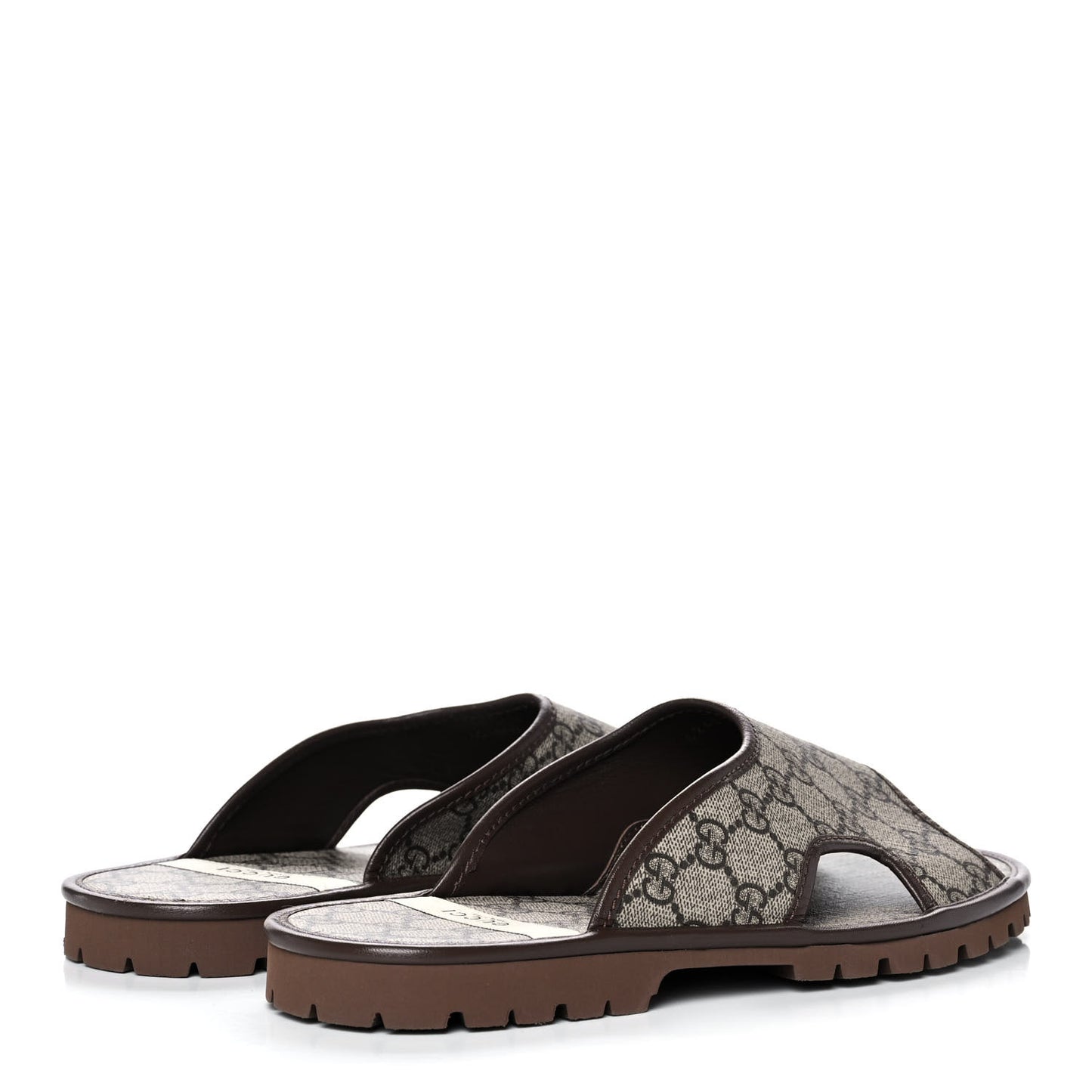 GG Supreme Monogram Granada Kid Mens Lug Sole Slide Sandals 9 Beige New Acero