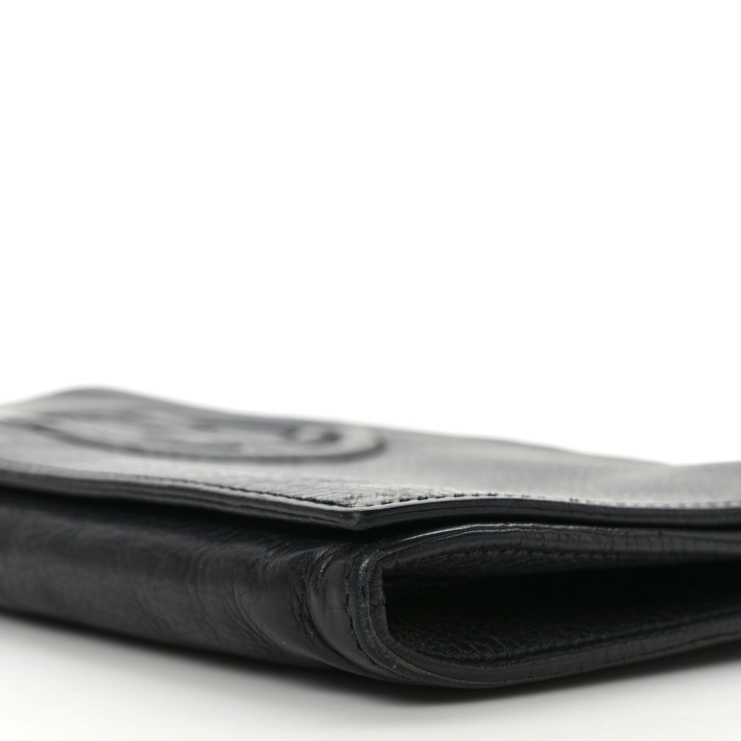 Pebbled Calfskin Medium Soho Clutch Black