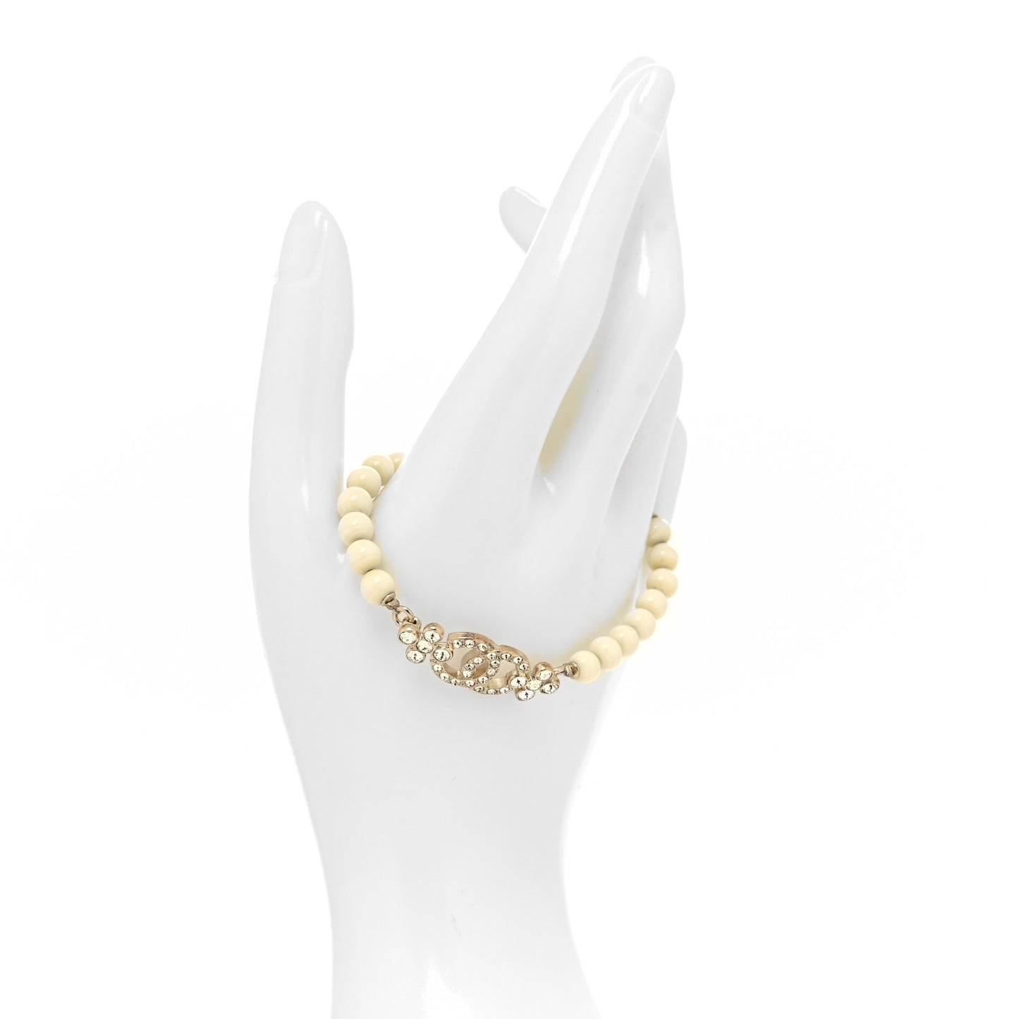 Pearl Crystal CC Bracelet Gold