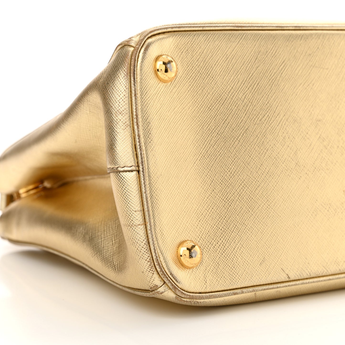 Metallic Saffiano Small Galleria Double Zip Tote Platino