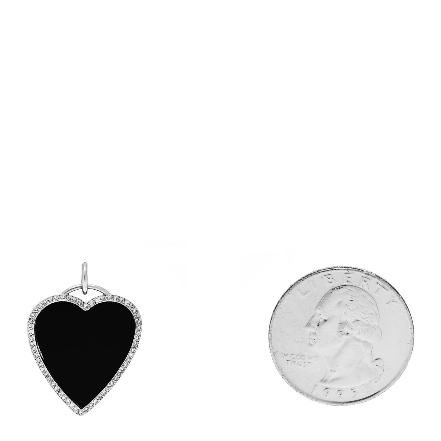 18K White Gold Diamond Black Onyx Heart Pendant