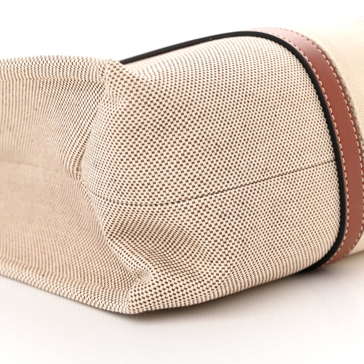 Cotton Calfskin Large Woody Ribbon Tote White Brown