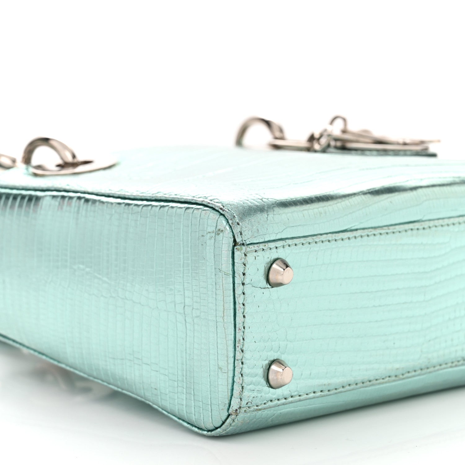 Christian Dior Metallic Lizard Mini Lady Dior Blue 9 of 10