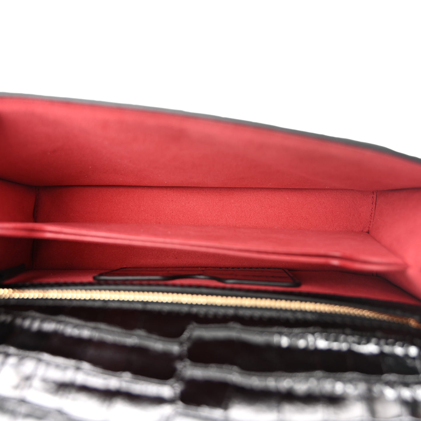 Calfskin Crocodile Embossed Mini Jeweled Satchel Black