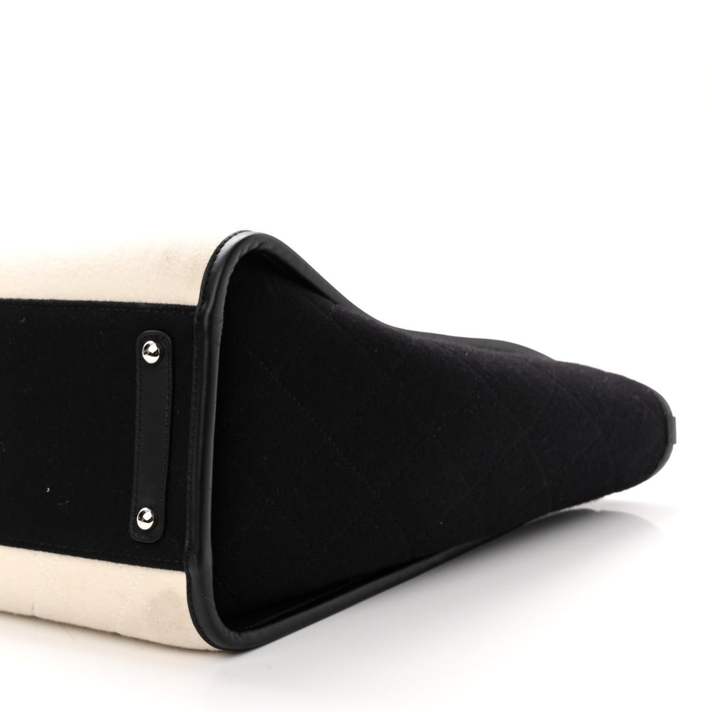 Wool Felt Calfskin Large Deauville Tote White Black