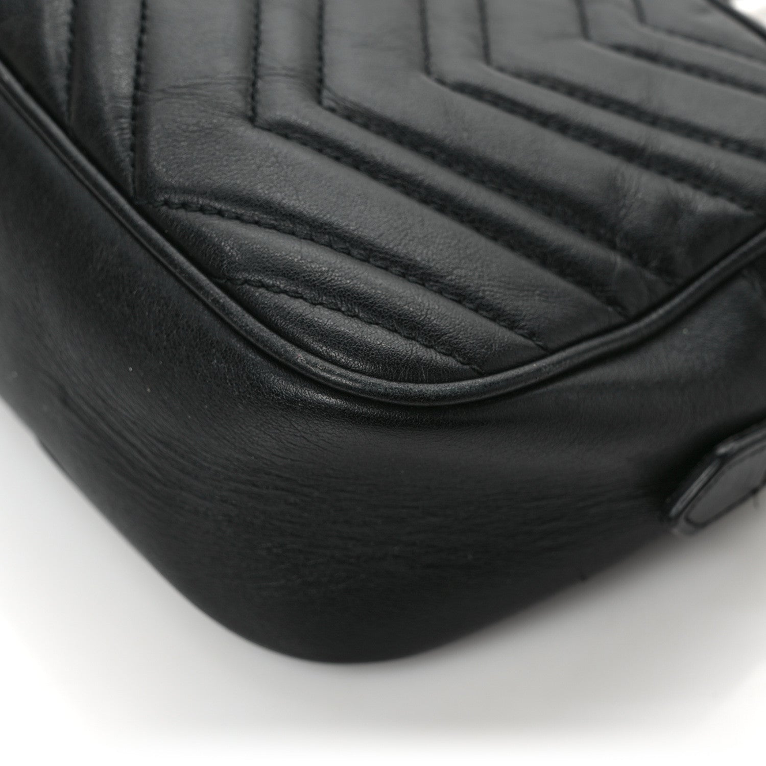 Gucci Calfskin Matelasse Small GG Marmont Chain Shoulder Bag Black 10 of 11