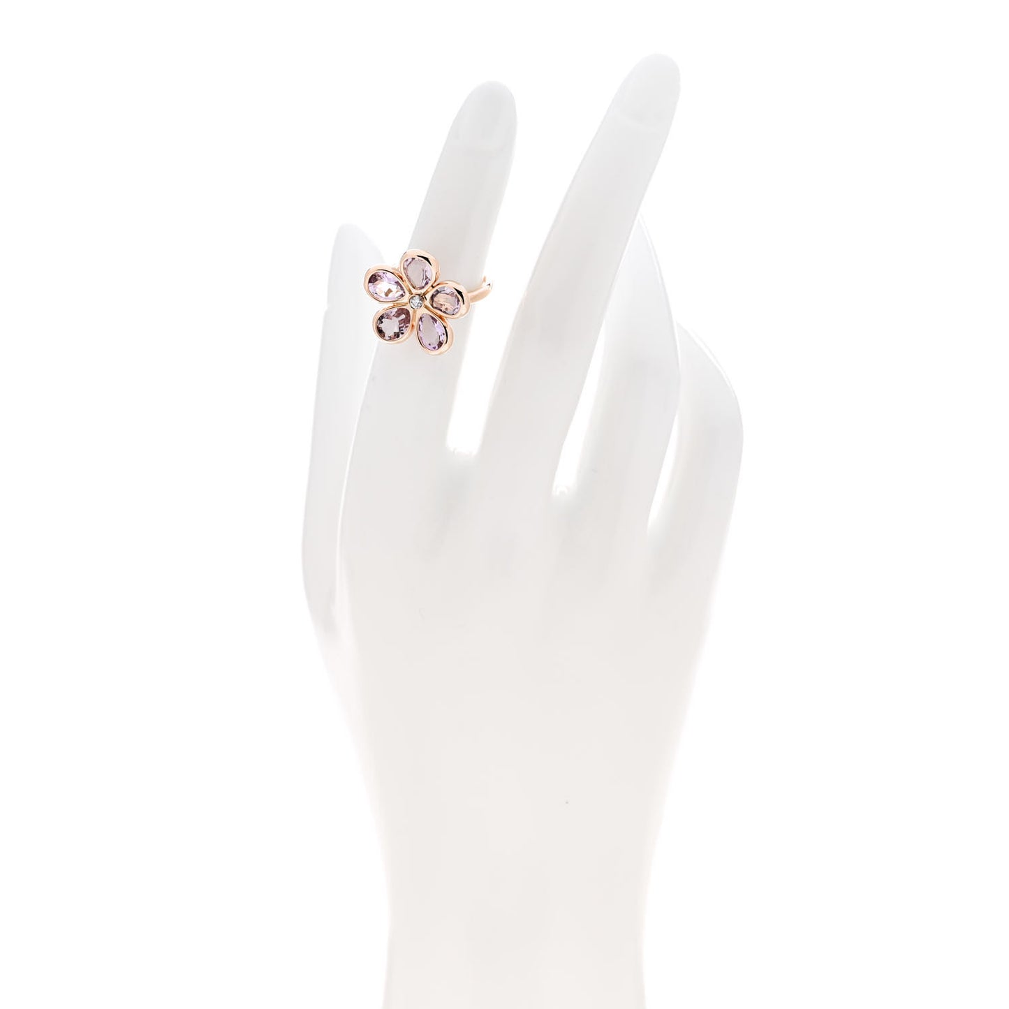 18K Rose Gold Diamond Amethyst Sparklers Flower Ring 46 3.75