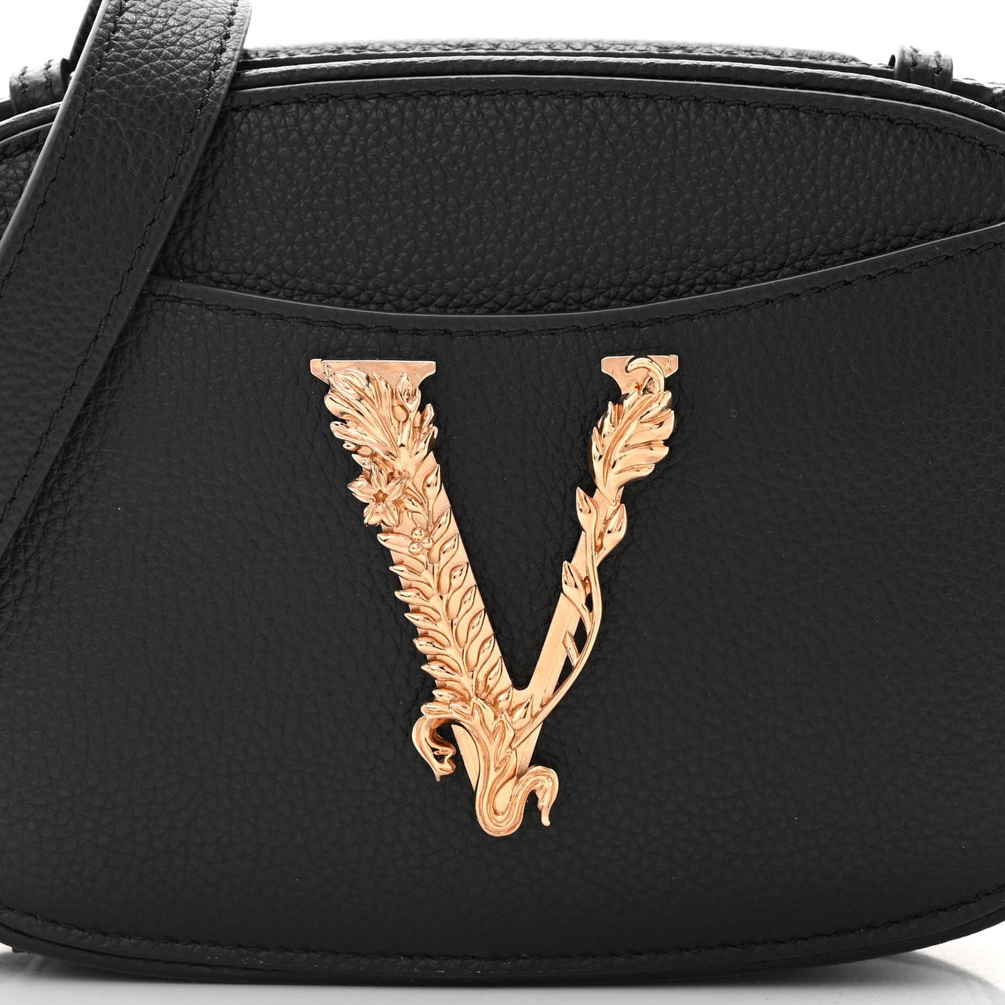 Grainy Calfskin Virtus Top Handle Camera Bag Black