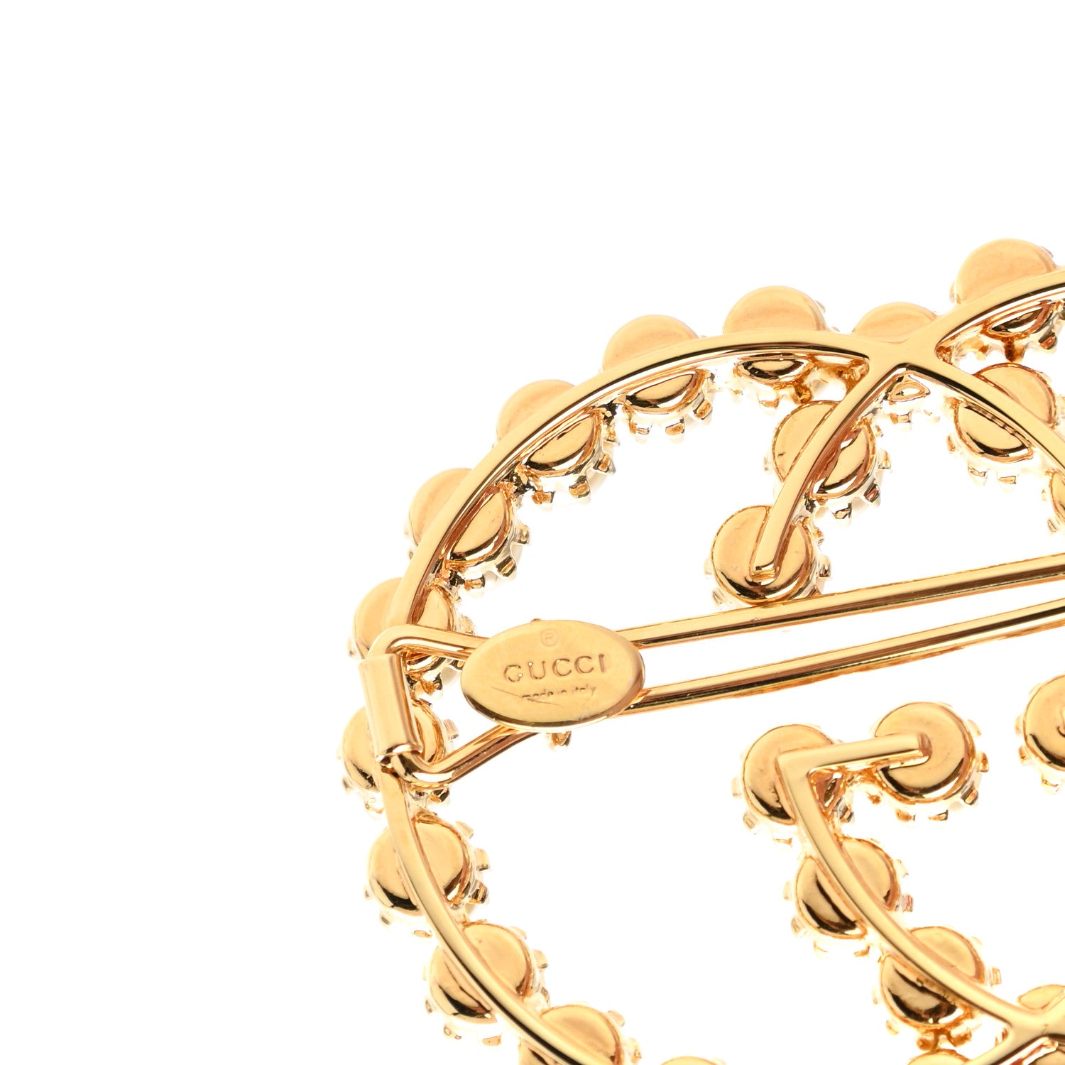 Gucci Metal Pearl Interlocking-G Hair Clip Gold 3 of 3