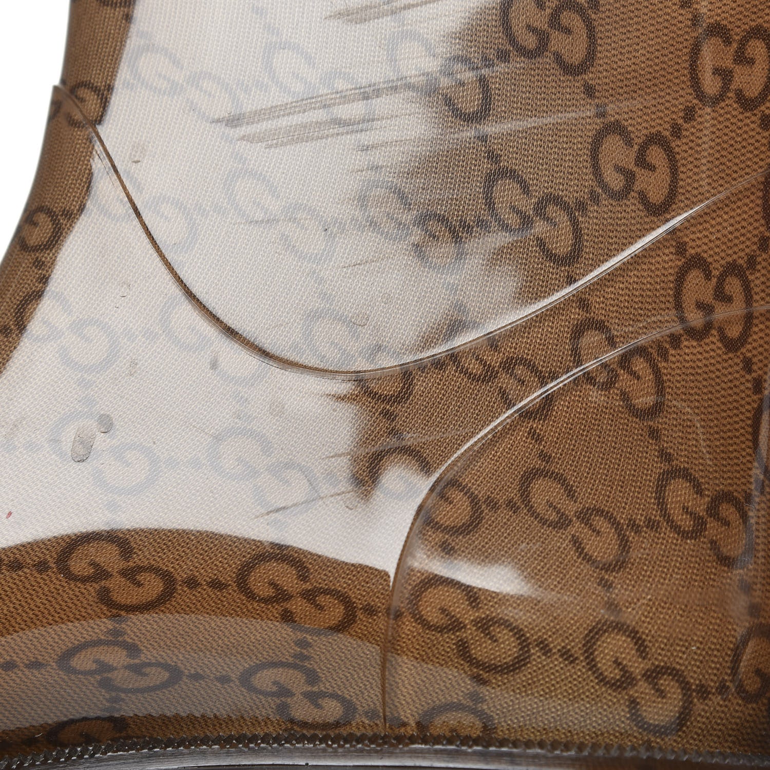 Gucci Rubber Monogram Edinburg Rain Boots 37 Transparent Cocoa 8 of 9