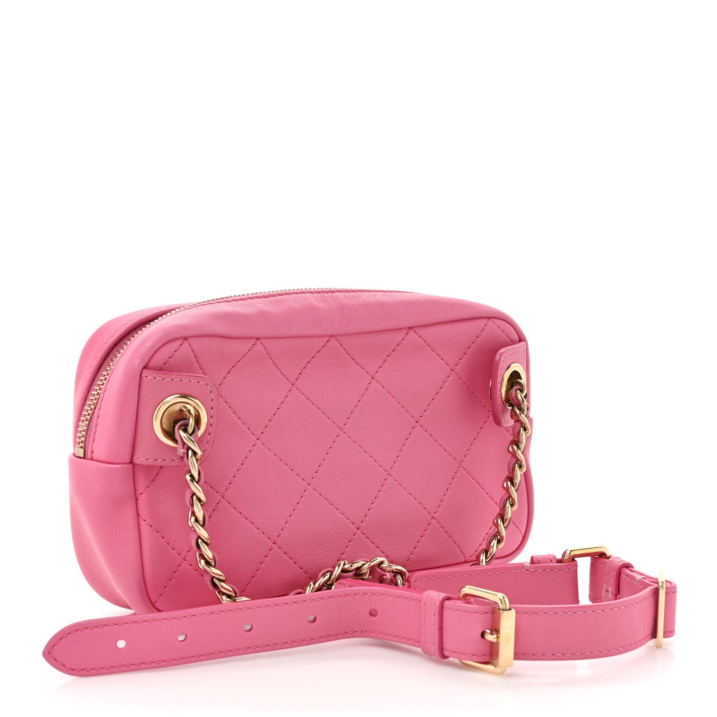 Goatksin Quilted Casual Trip Waist Bag Pink