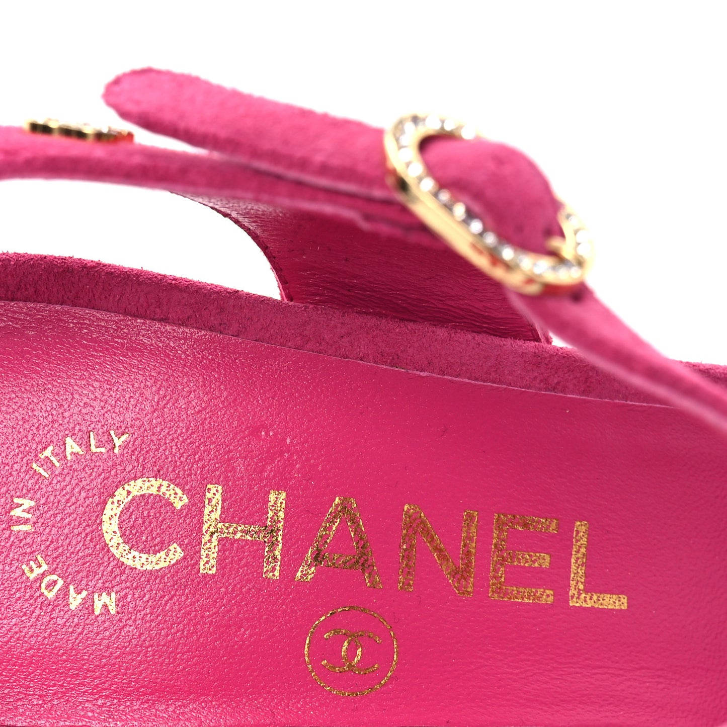 Suede Lambskin Cap Toe Crystal Slingback Pumps 38 Fuchsia Black