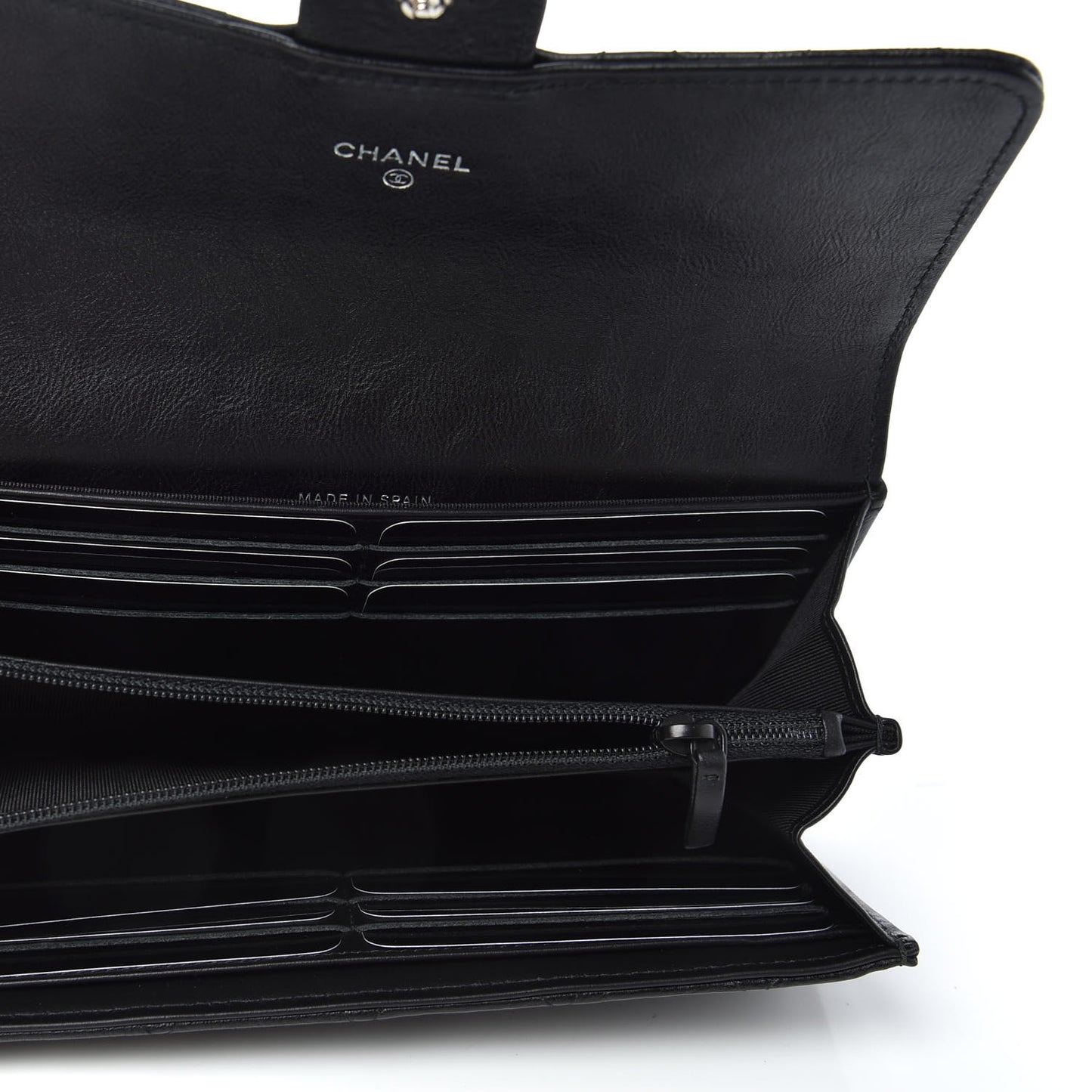 Crumpled Calfskin Quilted Large Flap Wallet So Black