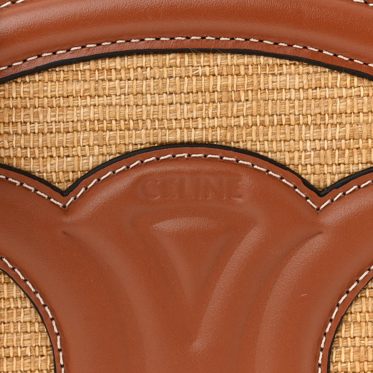 Calfskin Straw Triomphe Oval Purse Crossbody Natural Tan