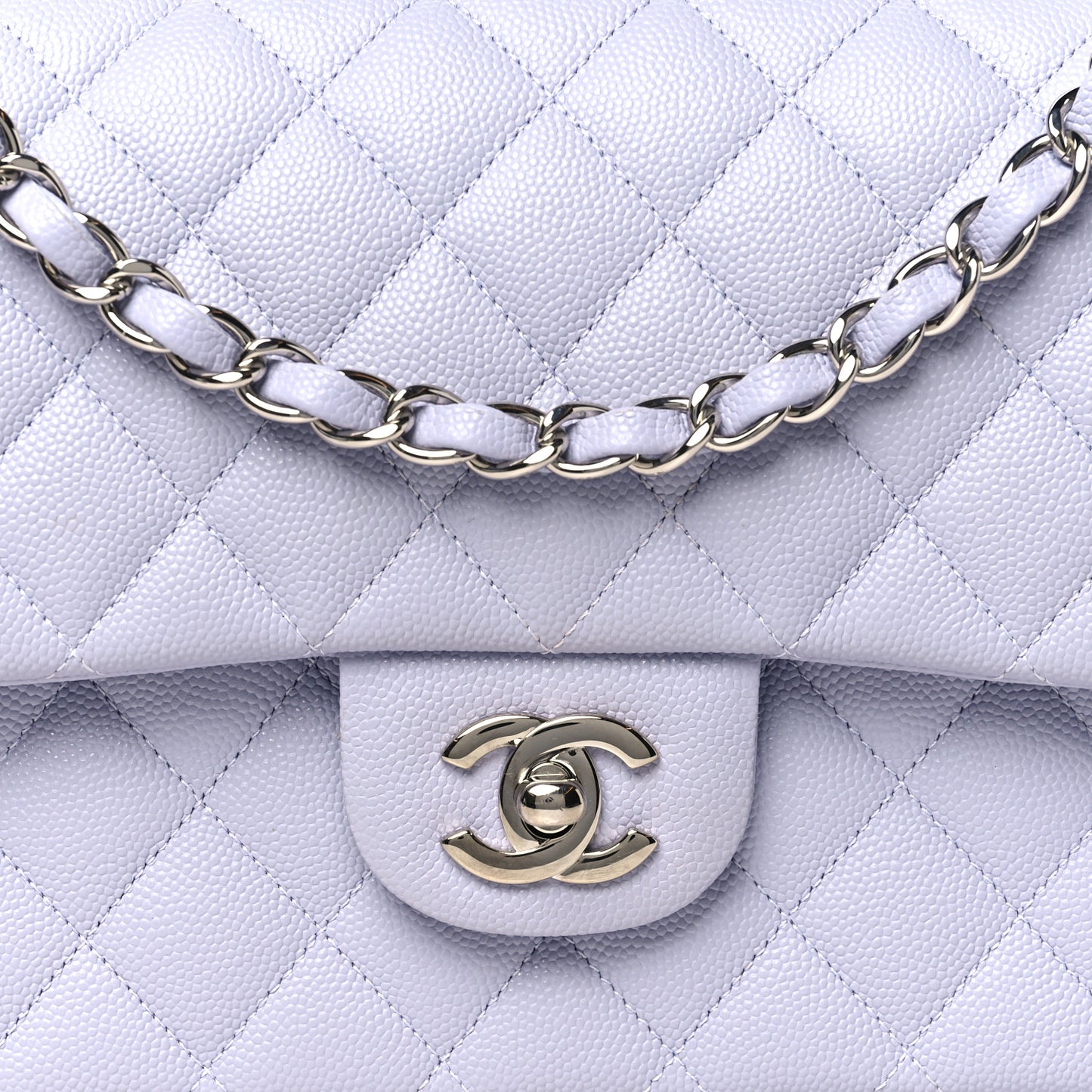 Caviar Quilted Medium Double Flap Light Purple