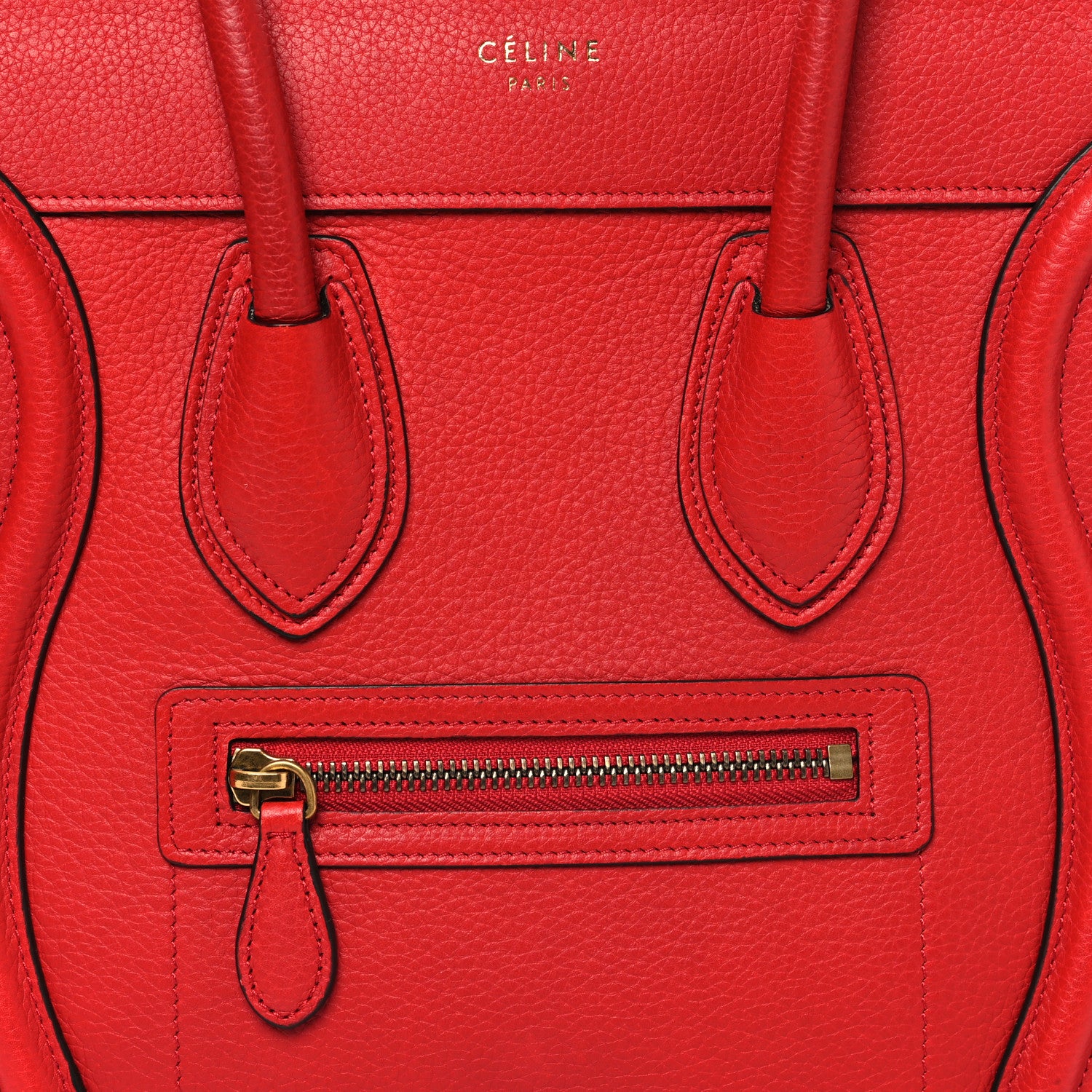 Celine Drummed Calfskin Micro Luggage Red 7 of 9
