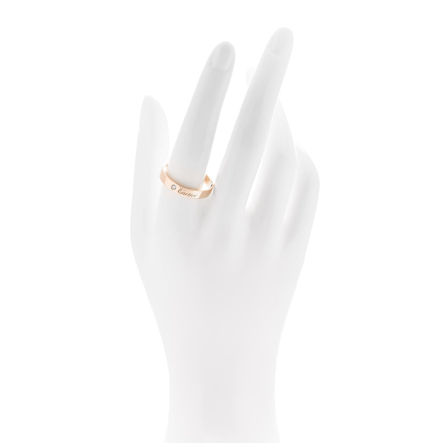 18K Pink Gold Diamond 4mm C De Cartier Wedding Band Ring 61 9.75