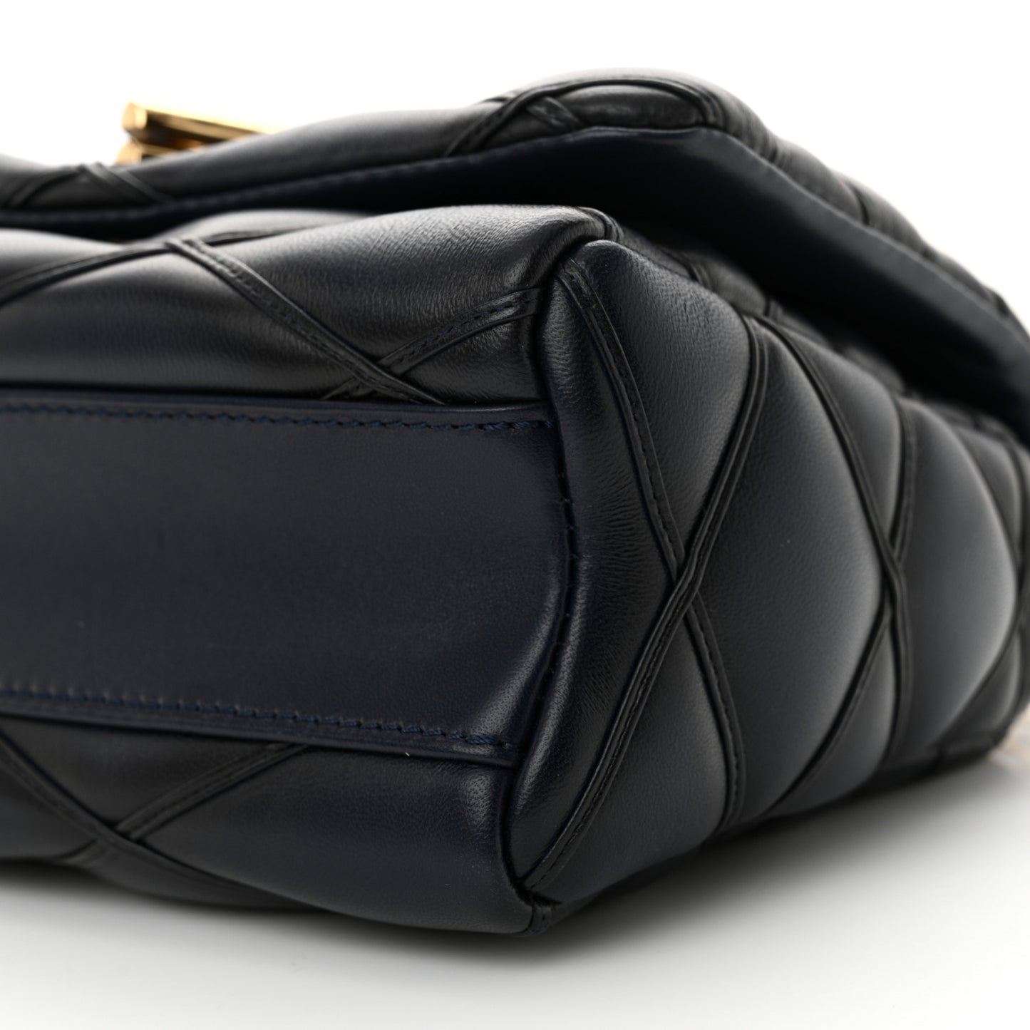 Lambskin Malletage Top Handle GO-14 MM Bleu Marine