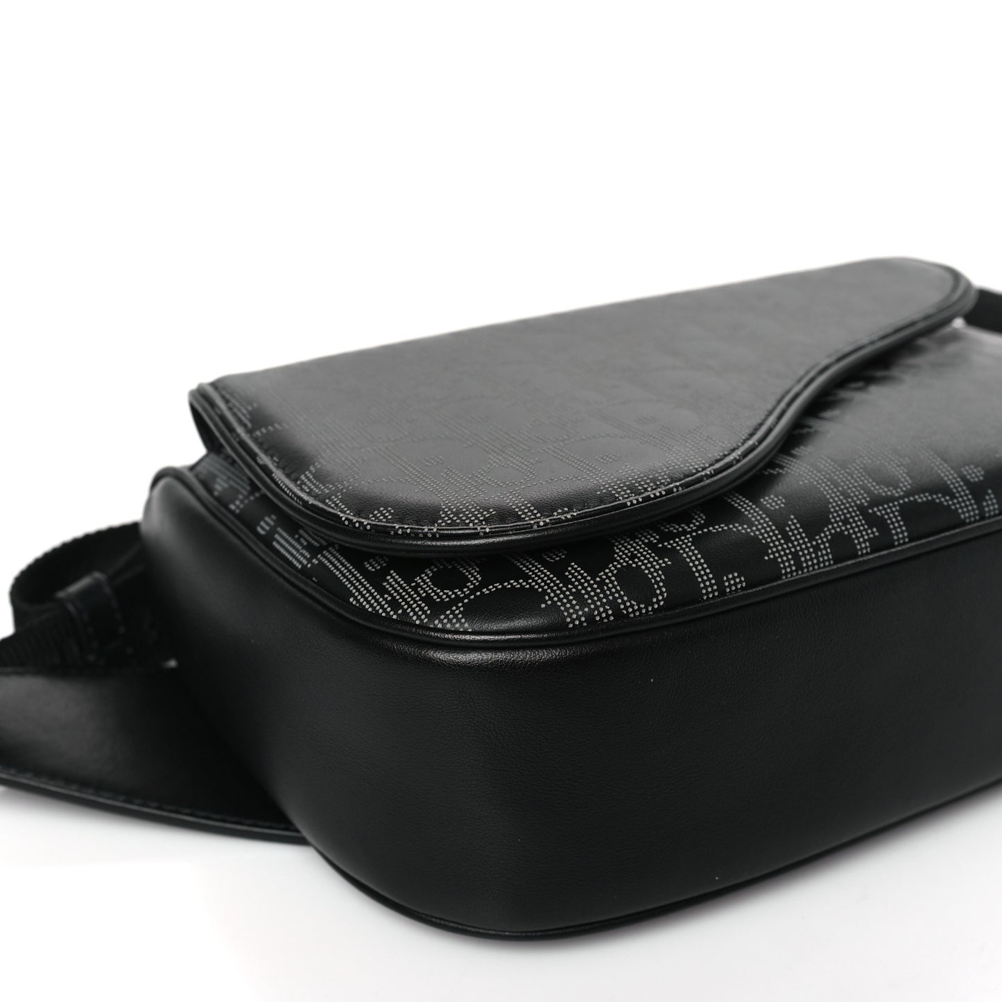 Galaxy Calfskin Oblique World Tour Saddle Belt Bag Black