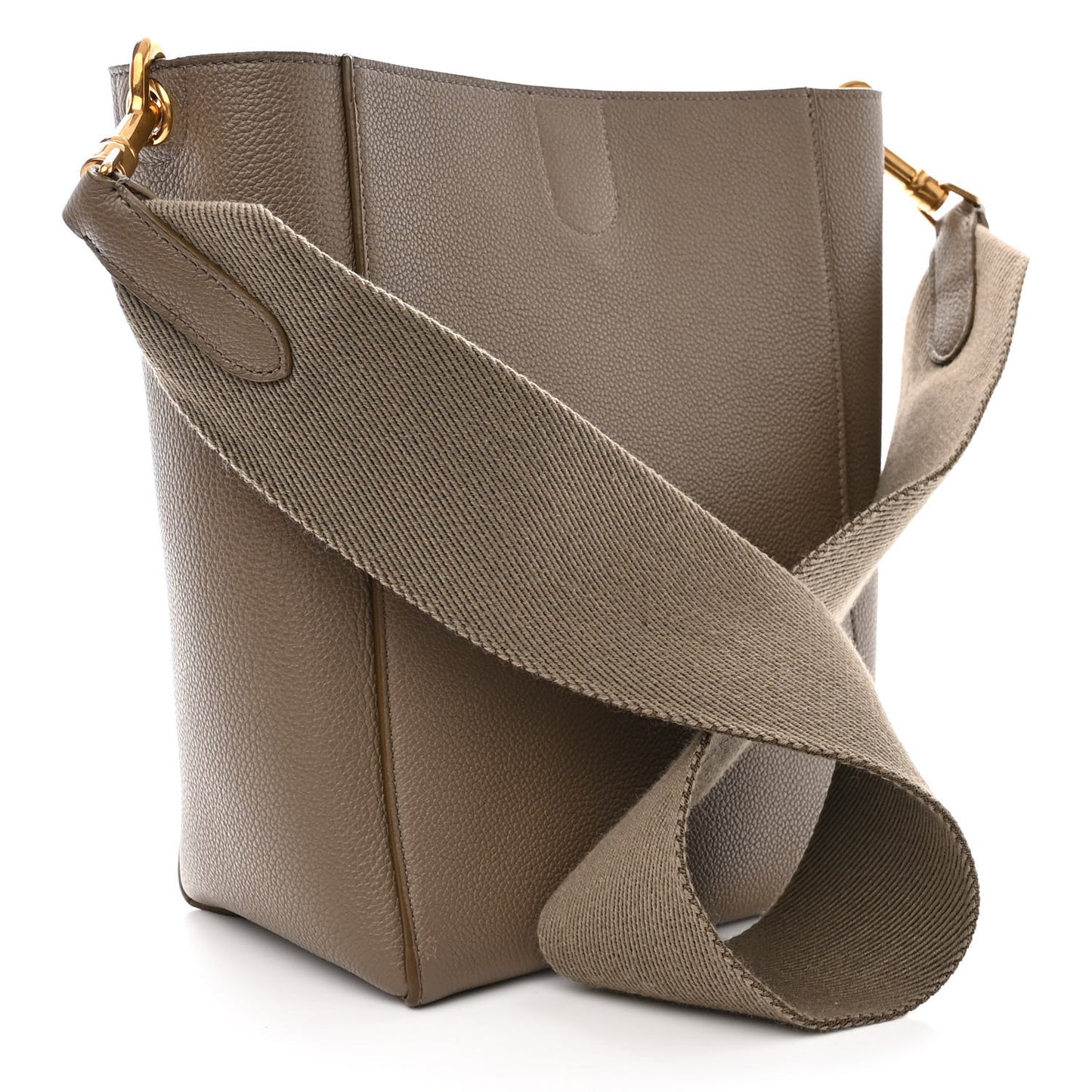 Soft Grained Calfskin Small Sangle Bucket Bag Taupe