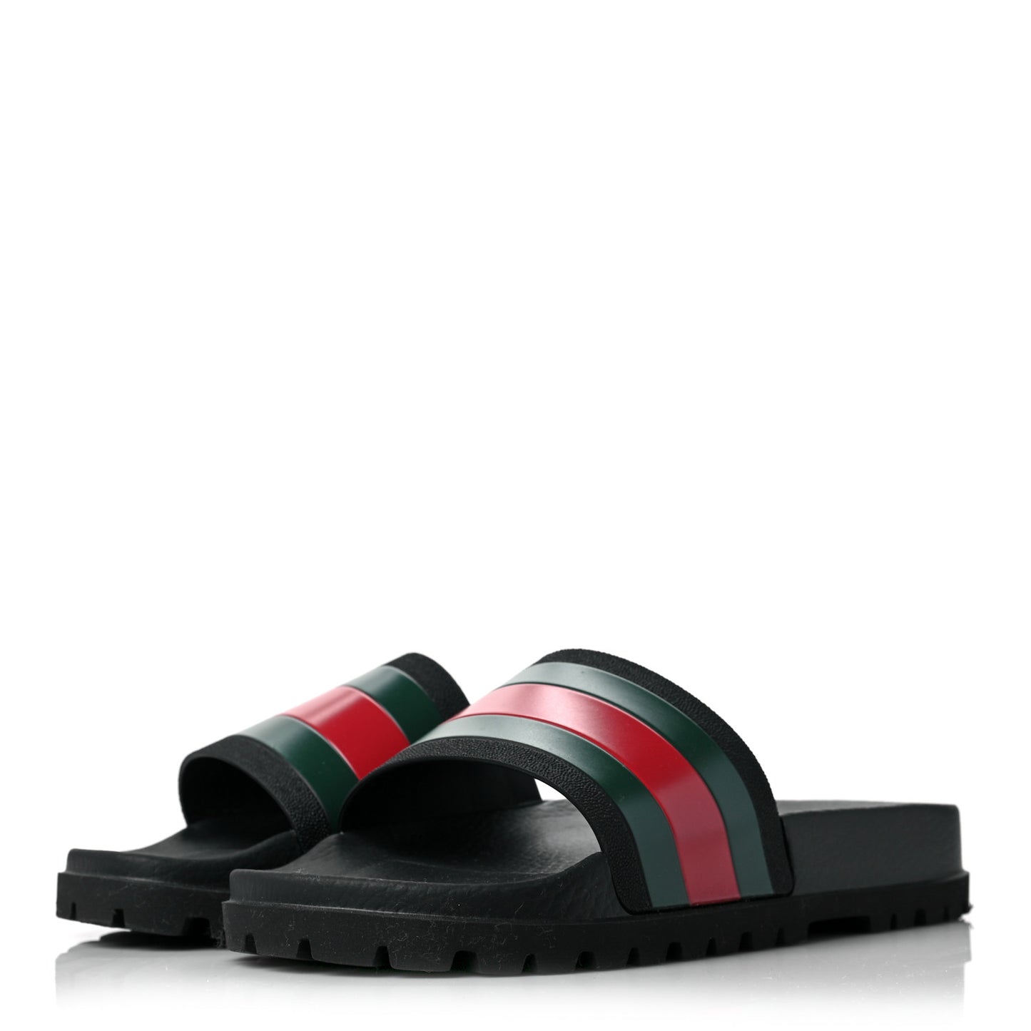 Rubber Web Mens Lug Sole Slide Sandals 9 Black Green Red