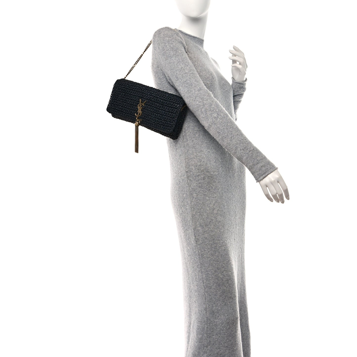 Raffia Monogram Tassel Kate 99 Black