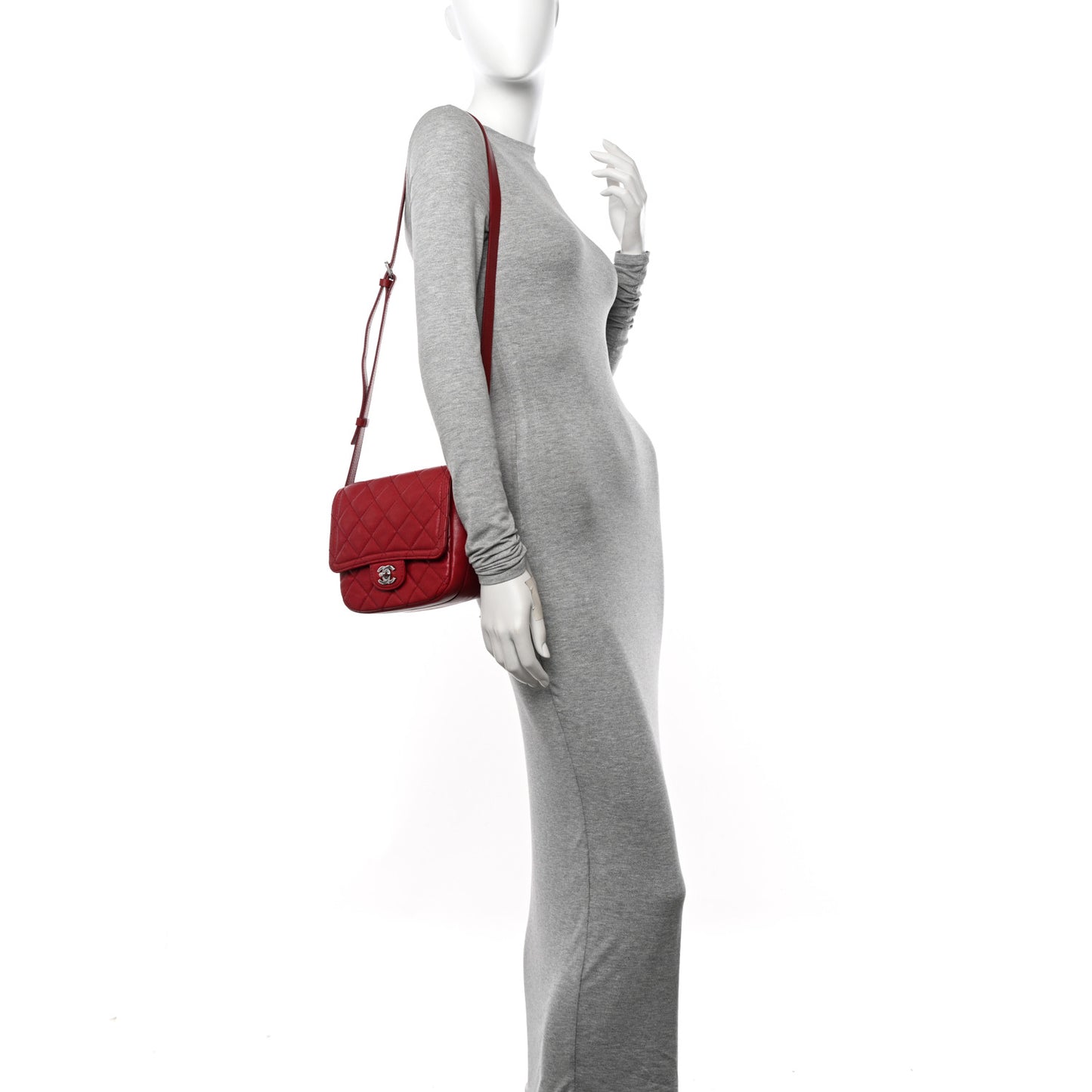 Lambskin Quilted Messenger Bag Red