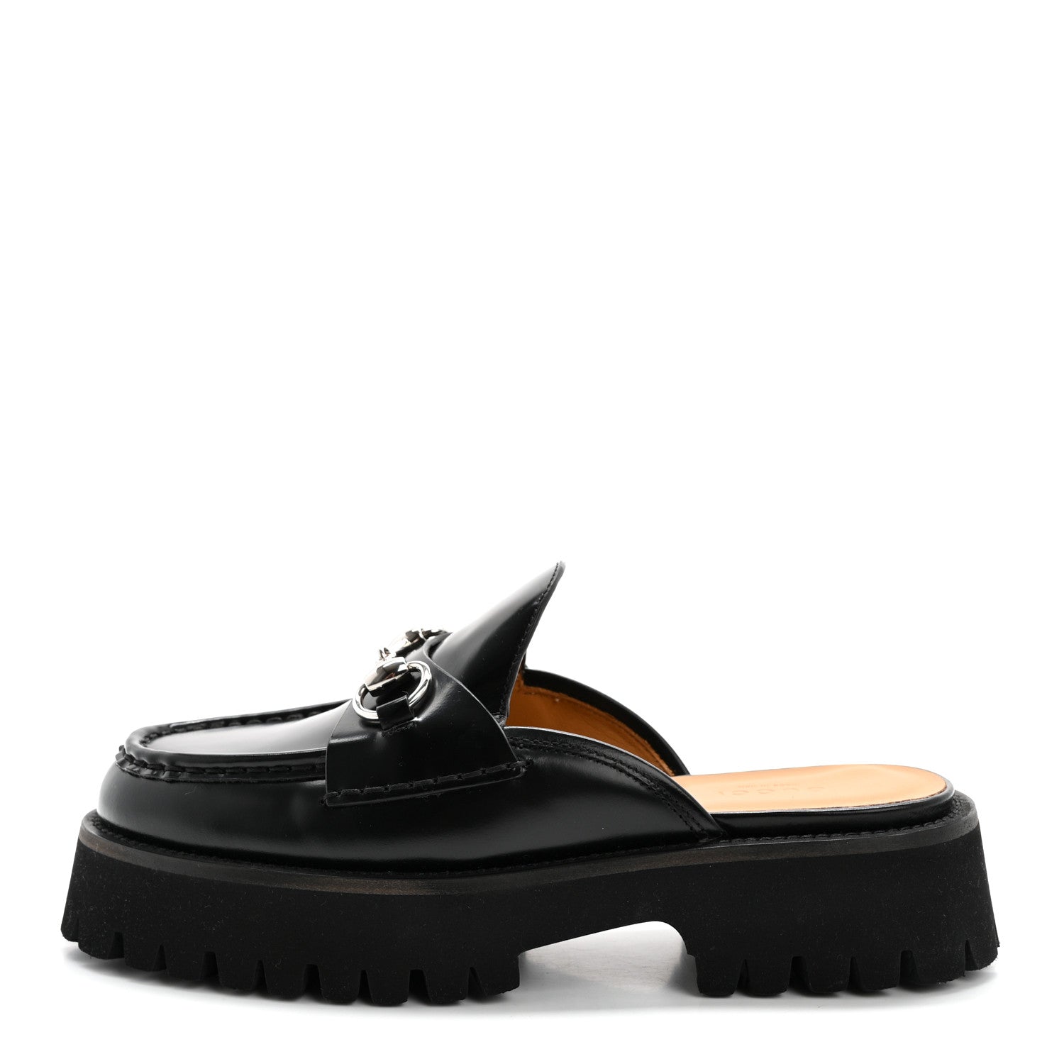 Gucci Cordovan Lux Womens Horsebit Platform Mules 37 Black